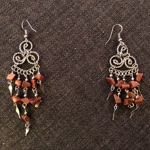 Red stone earrings